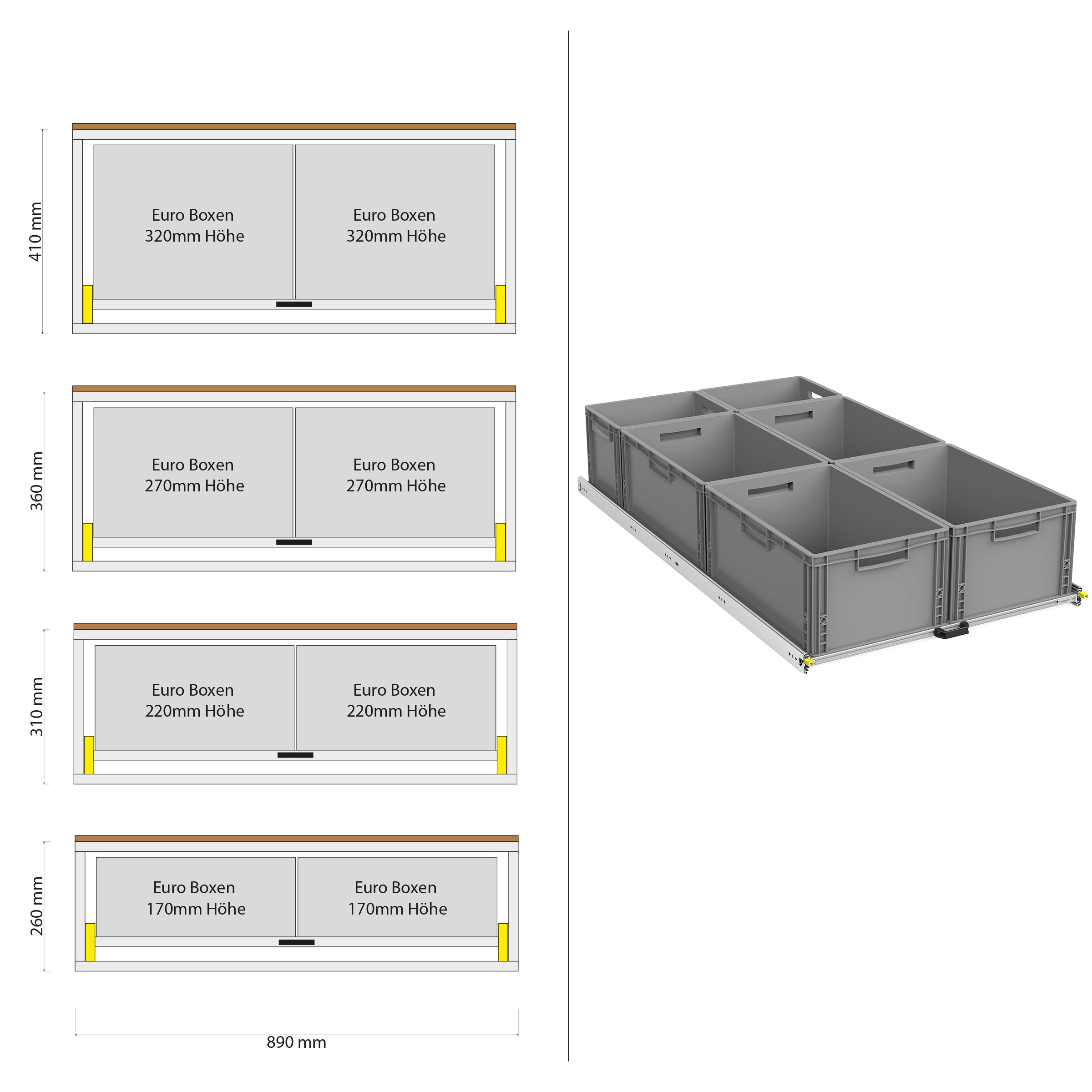 Bakutdrag för husbil skåpbil med hylla 1200mm x 400mm