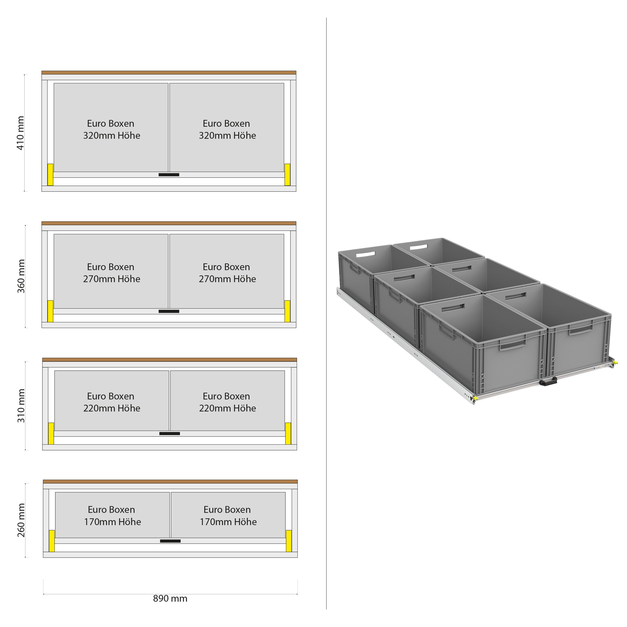 Bakutdrag för husbil skåpbil med hylla 1200mm x 400mm