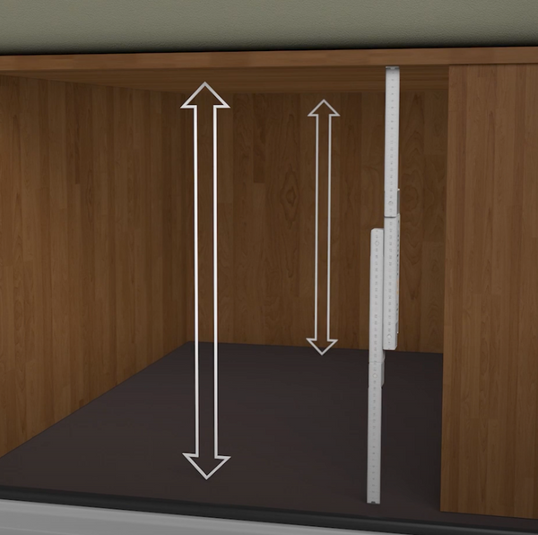 Mål fra gulv til underkant af opbygningsdel/etage.