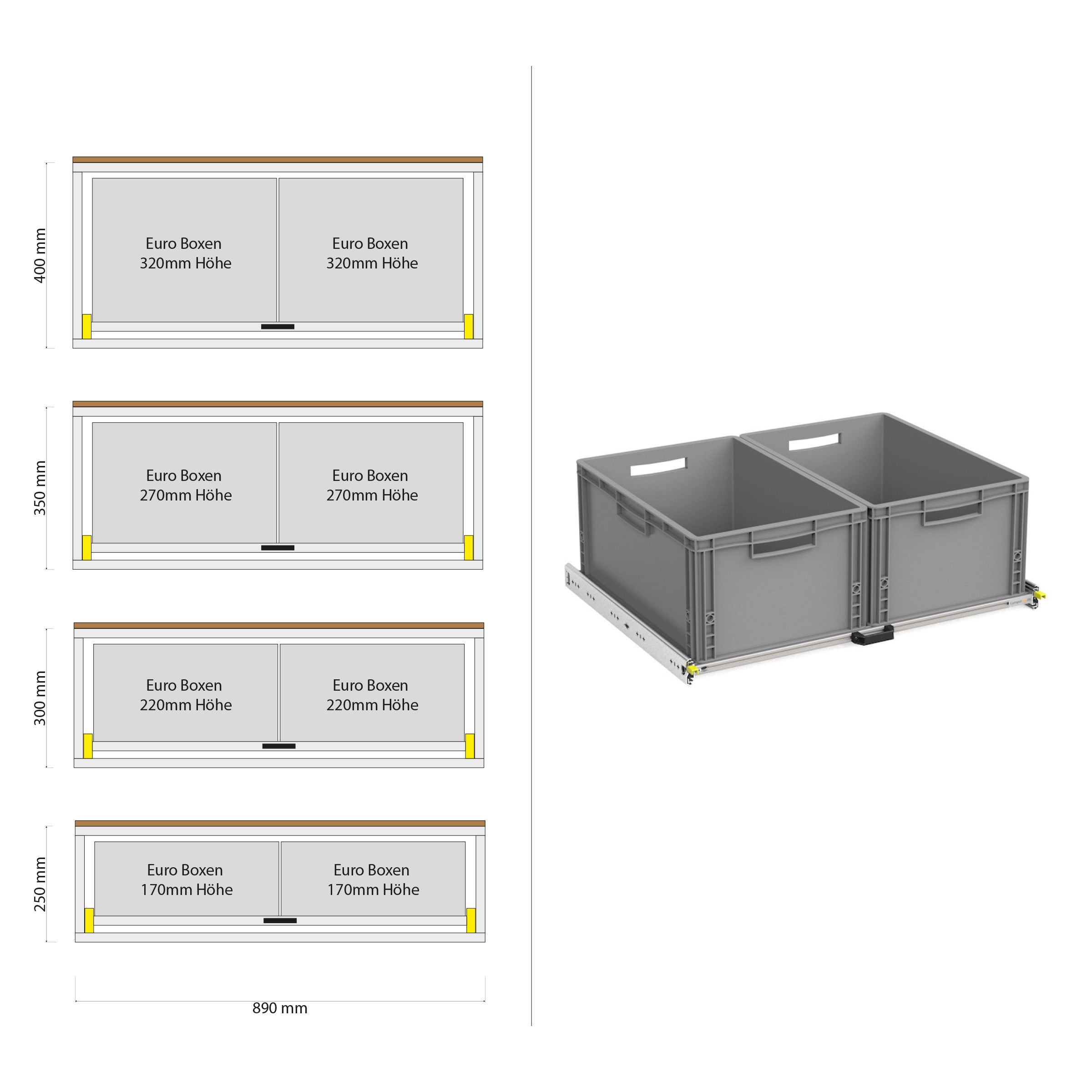 Bakutdrag för husbil skåpbil med hylla 1200mm x 400mm
