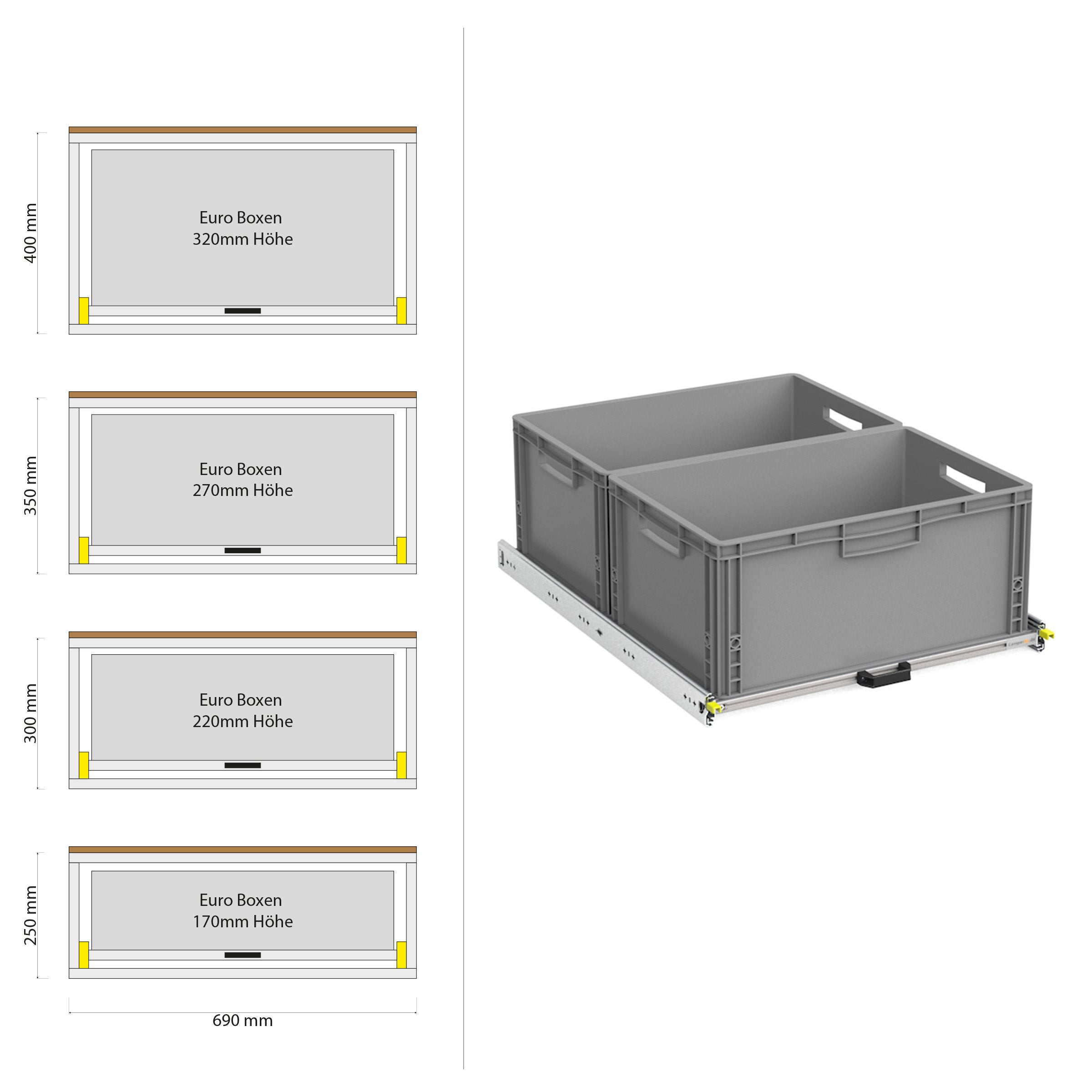 Bakutdrag för husbil skåpbil med hylla 1200mm x 400mm